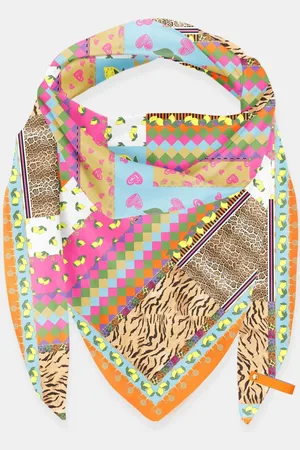 MUCHO GUSTO Sjaal st. tropez viscose met tropisch patchwork
