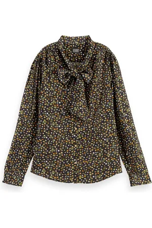 Scotch&Soda 169362 5382 scotch and soda drapey seasonal shirt with ties at neck space floral cinnamon spice