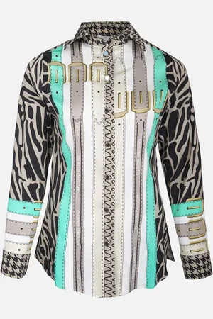 MUCHO GUSTO Blouse francis bay beige zebra met riemdetails
