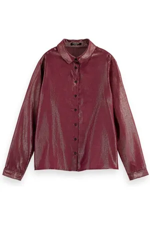 Scotch&Soda 168822 5115 scotch and soda cotton lurex regular fit shirt aubergine sunset