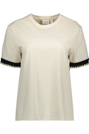VILA Vinajra o-neck ss short t-shirt beige