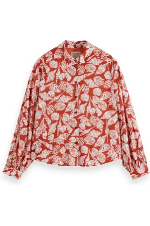 Scotch&Soda 177182 610 scotch&soda printed balloon sleeve shirt shell batik terracotta