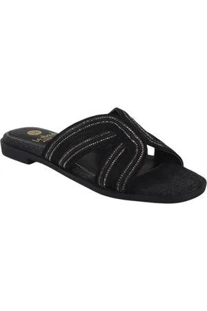 La Strada 2401931-1001 black/pewter dames slippers