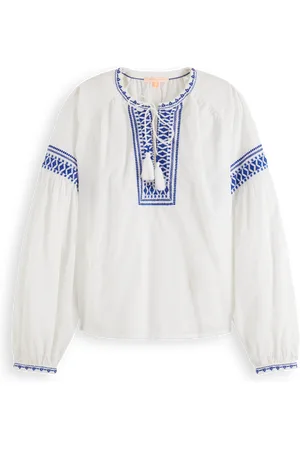 Scotch&Soda 177180 101 scotch&soda balloon sleeve top h tape detail white pastel