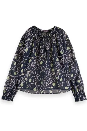 Scotch&Soda 168640 0594 scotch and soda gathered top with tunnel details in organic cotton combo o