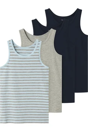 NAME IT Jongens hemd top nkftank gestreept/effen 4-pack multicolor
