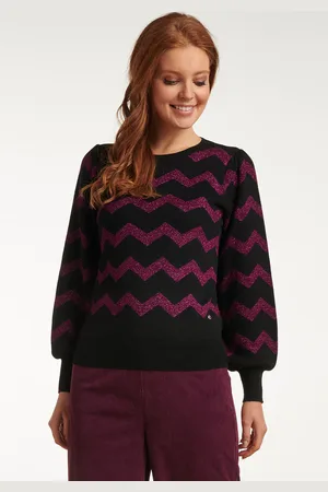 Smashed Lemon 23700-999-380 paarsee zigzagprint ronde hals top |