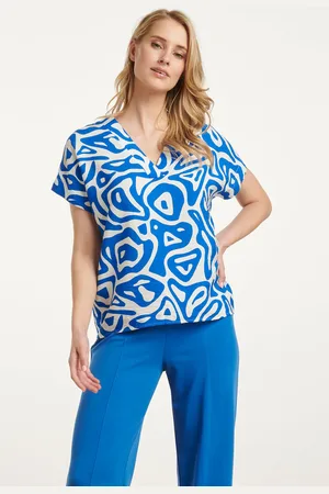 Smashed Lemon 25002 v-hals top met te abstracte printlosse pasvorm |