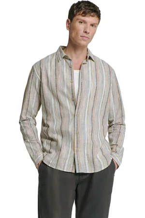 No Excess Shirt slub multi coloured stripes blue