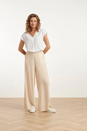Smashed Lemon 25064 wijde broek met schelp zigzagprint |