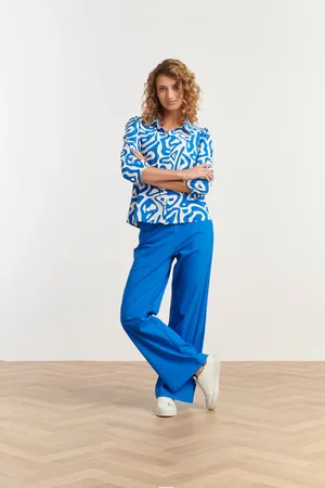 Smashed Lemon 25233 wijde broek van travel kwaliteitcobalt | cobalt