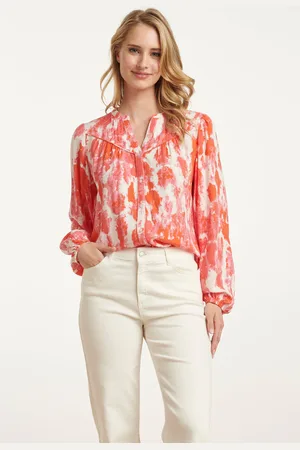 Smashed Lemon 25181 blouse met abstracte verfspattersperzik |