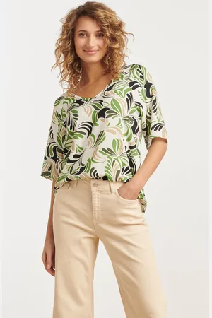 Smashed Lemon 25154 te top met grafisch print, matcha | sand-light
