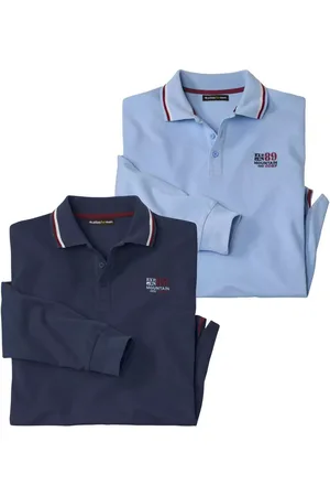 Atlas For Men Heren pique poloshirt met lange mouwen (pack of 2)