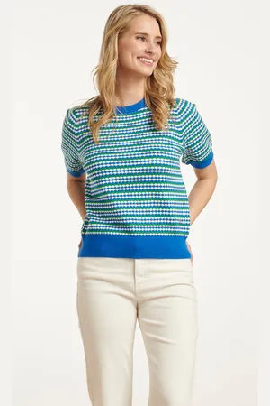 Smashed Lemon 25108 gebreide top met puffy mouwenkobalt, fel |