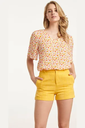 Smashed Lemon 25010 v-hals top met polka dot print |