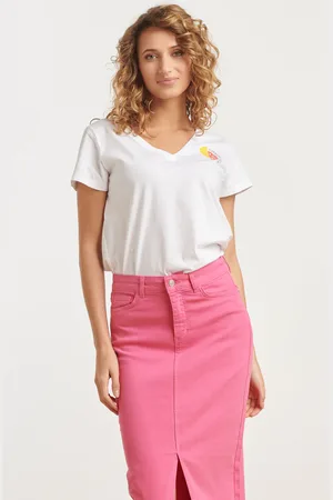 Smashed Lemon 25227 te katoenen t-shirt met citrus glow print |