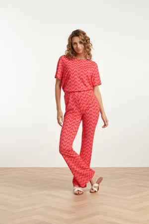 Smashed Lemon 25041 flared leggings met schelpenprint |