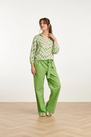 Smashed Lemon 25177 lime linnen broek |