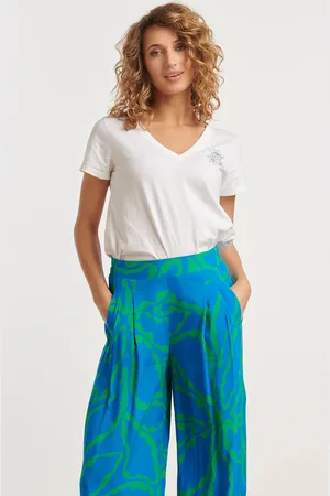 Smashed Lemon 25226 te katoenen t-shirt met borduursel van cobalt