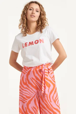 Smashed Lemon 25228 te katoenen t-shirt met geborduurd lemon print |