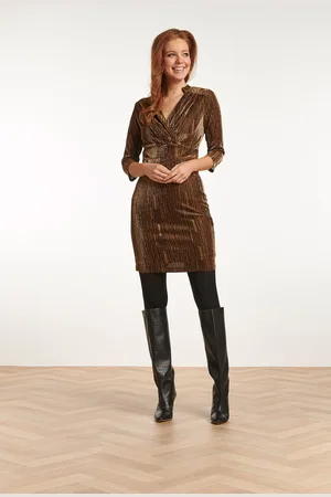 Smashed Lemon 23730-025 glitter v-hals jurk |