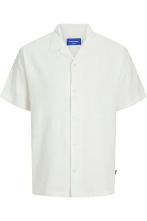 JACK & JONES Jorluke crinkle shirt ss jnr off-white