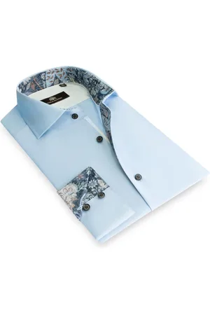 Circle of Gentlemen Merlijn effen overhemd met contrast details 100% co