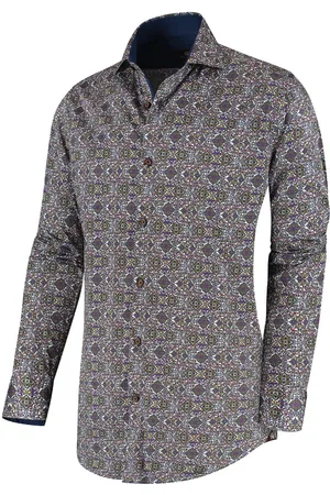 Circle of Gentlemen Max allover print overhemd in stretch kwaliteit