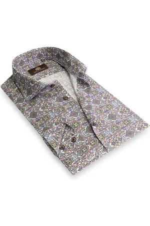 Circle of Gentlemen Mirza linnenhemd print multicolor paars/groen