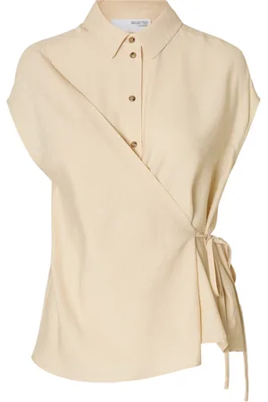 SELECTED Slflisa ss wrap shirt b 16097924 birch