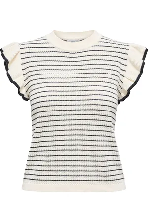 JACQUELINE DE YONG Carice s/l frill pullover knt no 15360345 cloud dancer