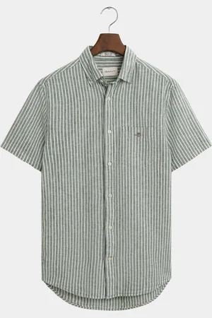 GANT Casual hemd korte mouw reg cotton linen stripe ss sh 3250039/318