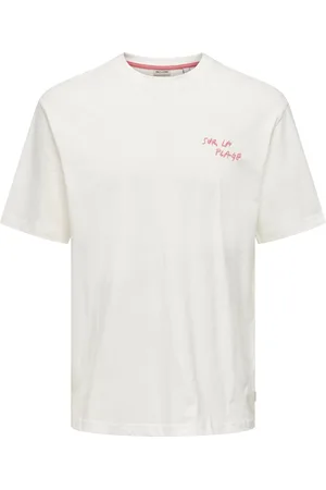 Only & Sons Onsmilo sketch rlx coast ss tee cs 22035271 cloud dancer sur la plage cloud
