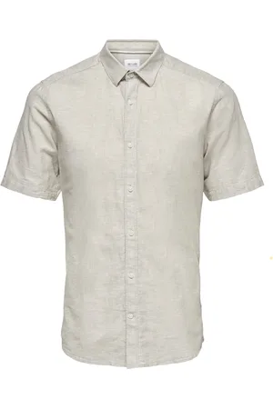Only & Sons Onscaiden ss solid linen shirt 22009885 chinchilla