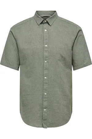 Only & Sons Onscaiden ss solid linen shirt noos 22009885 swamp