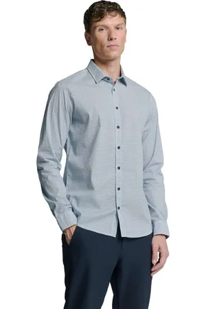No Excess Shirt stretch allover printed seablue