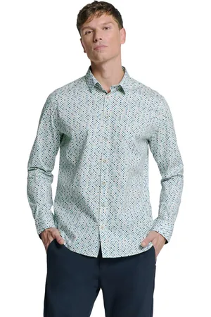 No Excess Shirt stretch allover printed seablue