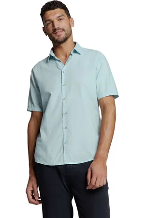 No Excess Shirt short sleeve solid with linen ice