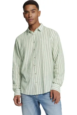 No Excess Shirt verical big stripes with line green