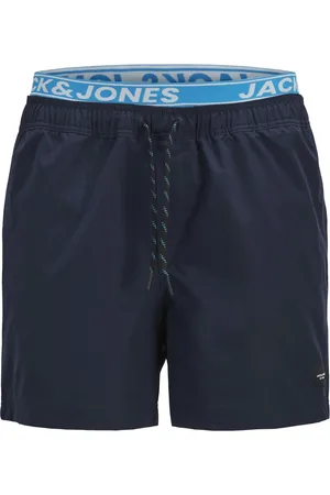 JACK & JONES Heren zwemshort jpstmaui neon dubbele waistband donkerblauw/lichtblauw