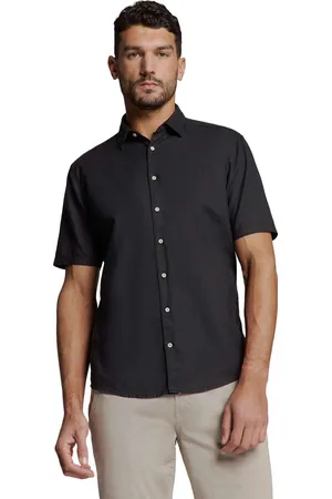 No Excess Shirt short sleeve solid with linen black
