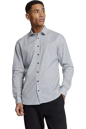 No Excess Shirt stretch allover printed seablue