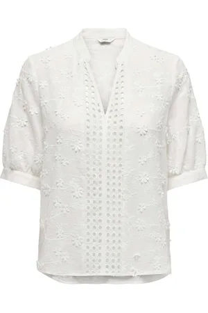 ONLY Onlalice emb ss shirt wvn cs cloud dancer