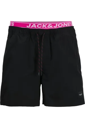 JACK & JONES Heren zwemshort jpstmaui neon dubbele waistband zwart/