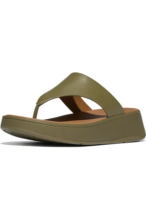 FitFlop F-mode leather flatform toe-post sandals