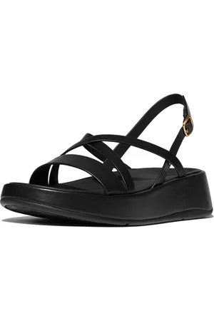 FitFlop F-mode leather flatform strappy back-strap sandals