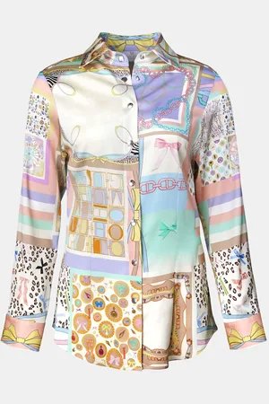 MUCHO GUSTO ® blouse francis bay groen blauw multipatchwork