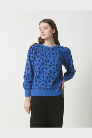Smashed Lemon 23834 dierenprint top in kobalt met ronde hals