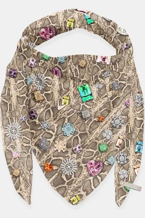 MUCHO GUSTO Zijden sjaal st. tropez paisley met strepen patchwork